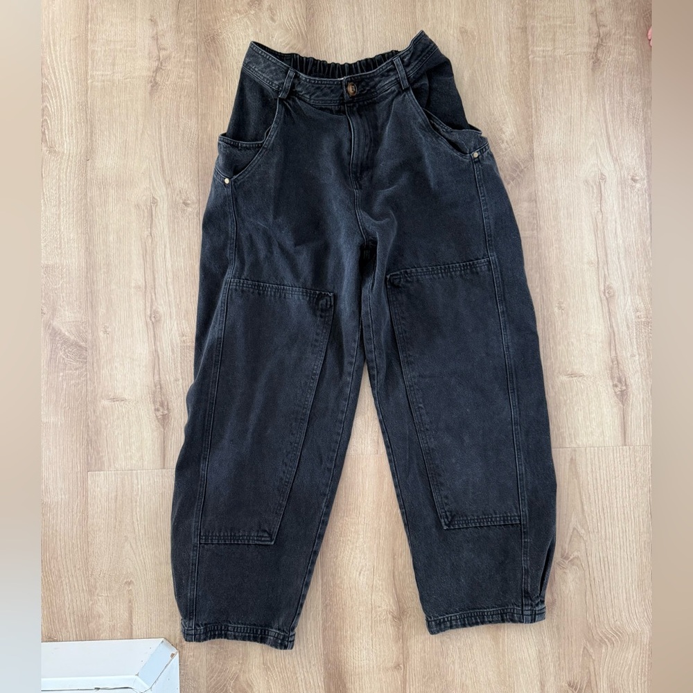 Shop Stevie Black High-Waist Relaxed Cargo Jeans